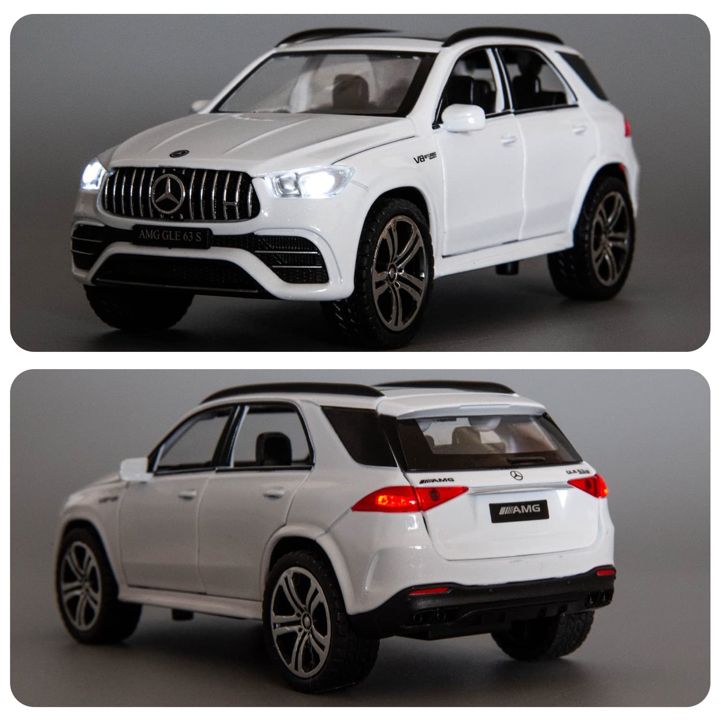 WAKAKAC Benz GLE63S AMG Model Car 1/32 Alloy Diecast Pull Back Toy Car with Light and Sound Model Vehicle for Boys Girls Gift(Wh