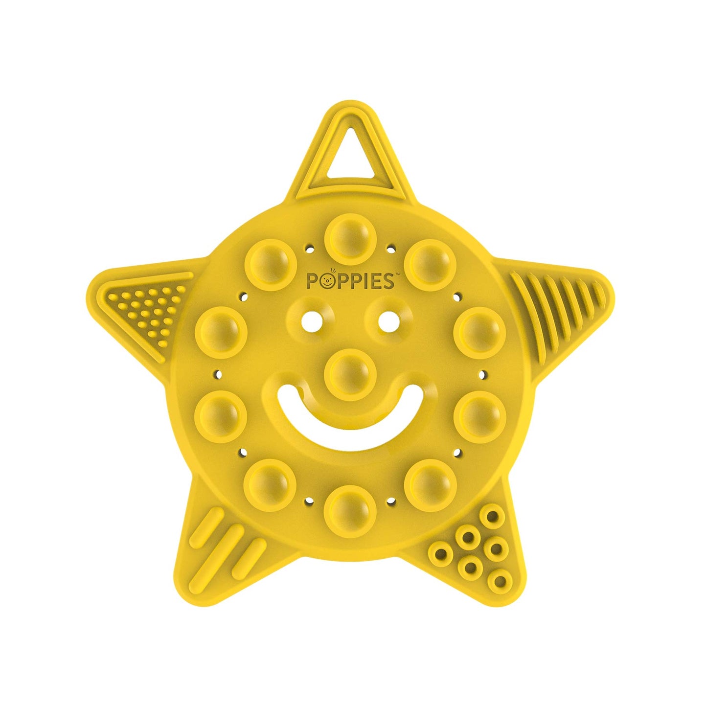 Poppies BPA-Free Silicone Suction Cup Teether - Sensory Bath Toy, Yellow, 1 Count