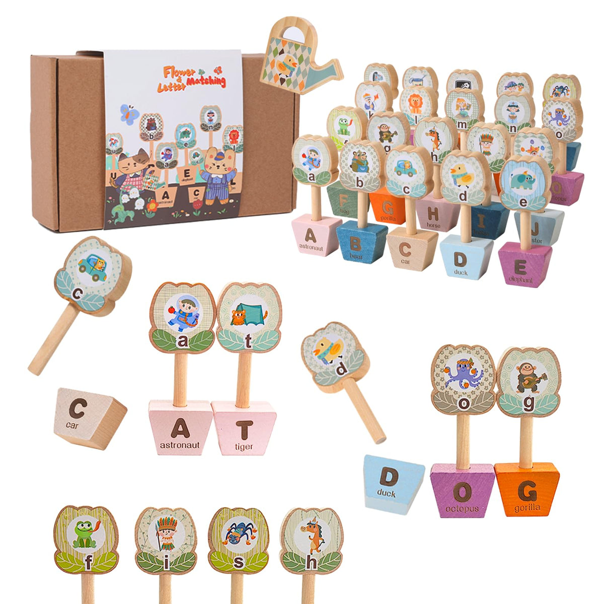 Montessori ABC Learning Toys for Kids, Wooden Matching Games for Kids 35