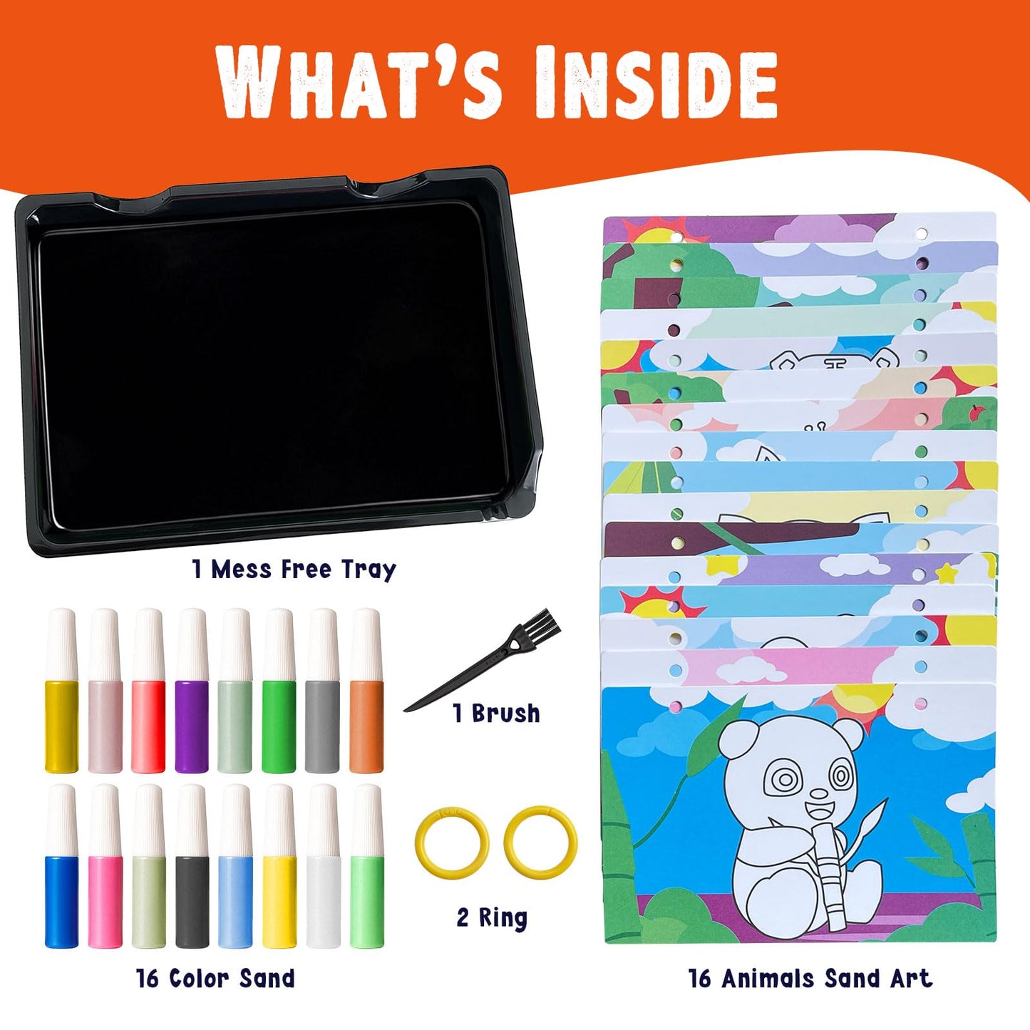 KwestSync Sand Art Kits for Kids - DIY 16 Animal Sand Painting Cards - Arts and Crafts for Kids Ages 4-8,4-6,6-8,8-12, Christmas