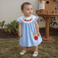 Toddler Girl Back To School Clothes Embroidery Smocked Dress Doll Collar Sundress First Day Of Pre Kindergarten Outfit (Fly Slee