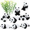 Onest 16 Pieces Mini Panda Figurines Set Miniature Model Pandas Bamboo Toys Pandas Cake Toppers Decoration Small Panda Figures F