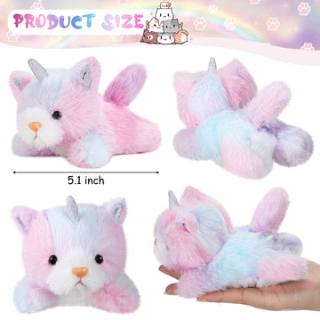 Sumind 8 Pcs Plush Pets 5 Inch Stuffed Animals Bulk Assorted Cute Stuffed Animal Plush Toys Small Animals For Halloween Kid Classroom School Pet Party Favors Supplies Decor(Horned Cat)
