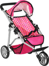 Fash N Kolor Baby Doll Stroller - Adjustable Canopy, Toy Storage, Foldable, Denim Pink, 6 x 1 Inches, Metal