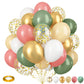 Retro Green Pink Balloons, 35Pcs Sage Green Dusty Pink Metallic Gold Latex Balloons Set, Olive Green Pink White Gold Confetti Ba