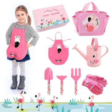 Altdorff Kids Gardening Set, Garden Tools Kit For Kids Include Shovel, Rake, Fork, Kids Apron, Tote Bag, Garden Gloves And Watering Can, Garden Toys Gifts For Girls