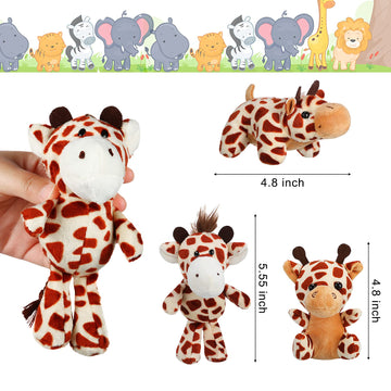 18 Pieces Small Safari Stuffed Animals 4.8 Inch Mini Jungle Animal Plush Toys Cute Zoo Stuffed Small Plush Set For Themed Parties Teacher Student Award(Stylish Style)