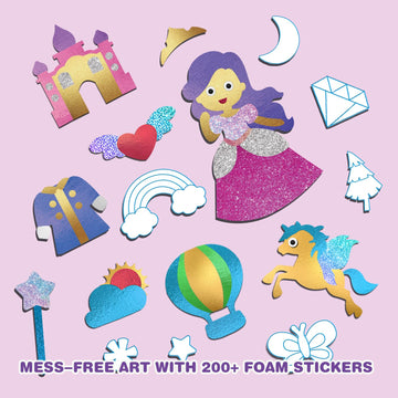Soovsy 200 Sheets Princesses & Unicorns Foil Art Fun Kit For Kids, Foil Art For Kids Art Craft Diy Creative Activity Birthday Ch