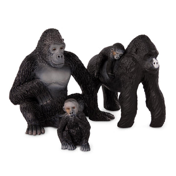 Terra By Battat – 4 Pcs Gorilla Toys Family Set – Realistic Gorilla Figurines – Zoo Animal Toys For Kids And Toddlers 3+ – Plastic Jungle Animals