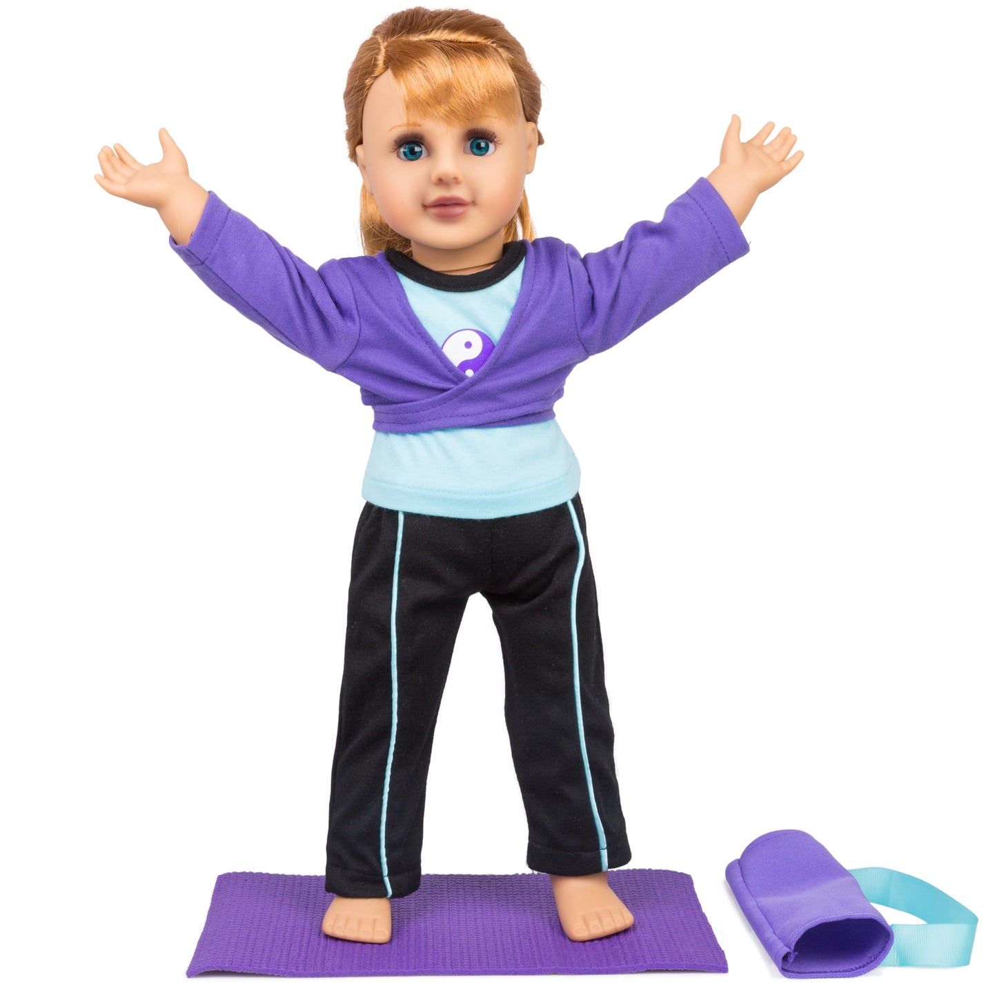 5Pc Yoga Outfit- 18' Doll Clothes & Accessories Compatible W American Girl Doll- Pilates Fitness Set Includes Exercise Mat W Carrying Bag, Workout Pants, Shirt & Cropped Sweater- Gifts For Girls, Kids