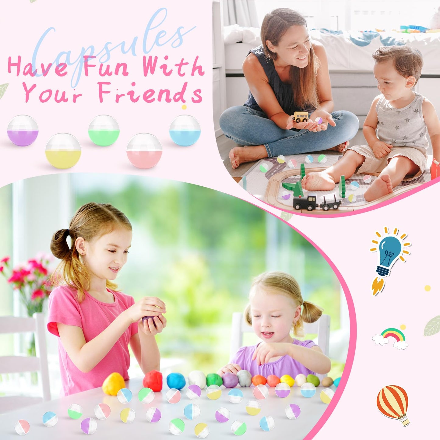 Libima 300 Pcs Gumball Machine Capsules Round Capsules 1.1 1.25 Vending Machine Capsules Empty Clear Balls Toys Small Gumball Co