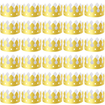 SIQUK 27 Pieces Gold Paper Crowns Party King Crown Paper Hats for Birthday Party and Celebration