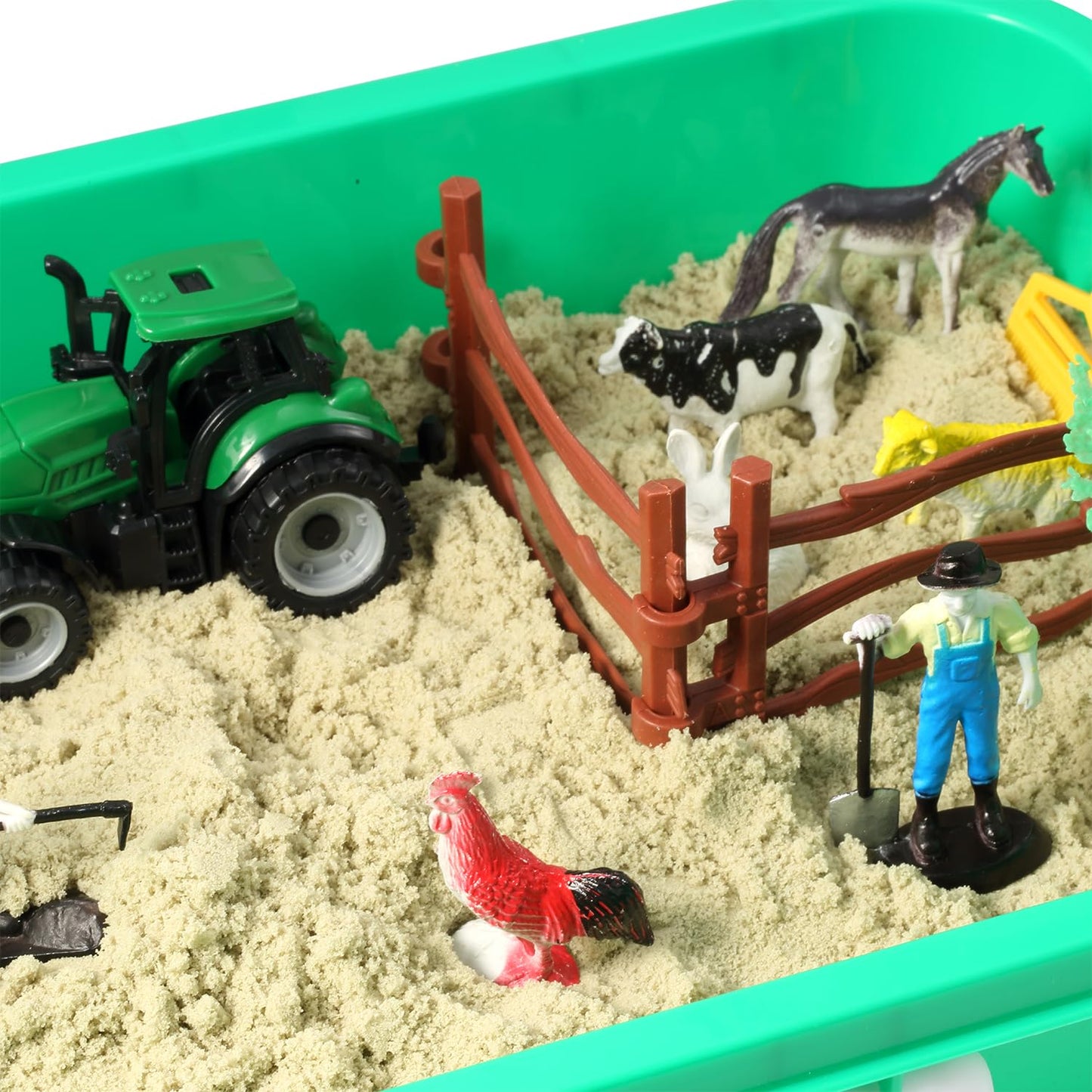 AGENTLAN Farm Sensory Bin, Farm Sensory Toys with Play Sand for Toddlers Boys and Girls, Kids Toys Gift Sand Box for Age 3 4 5 6