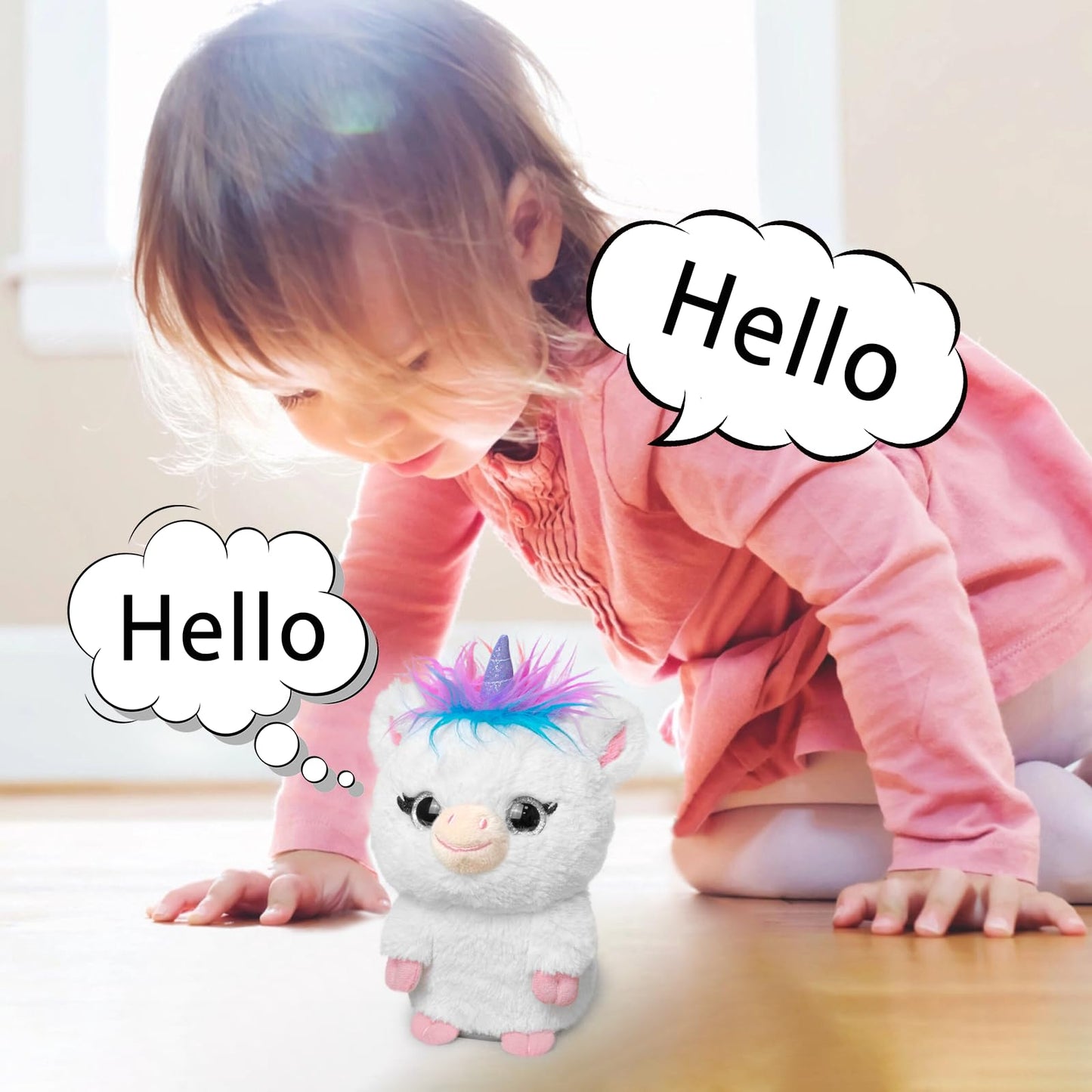 YH YUHUNG Talking Unicorn Plush - Repeat What You Say, Clear Voice Recording Toy