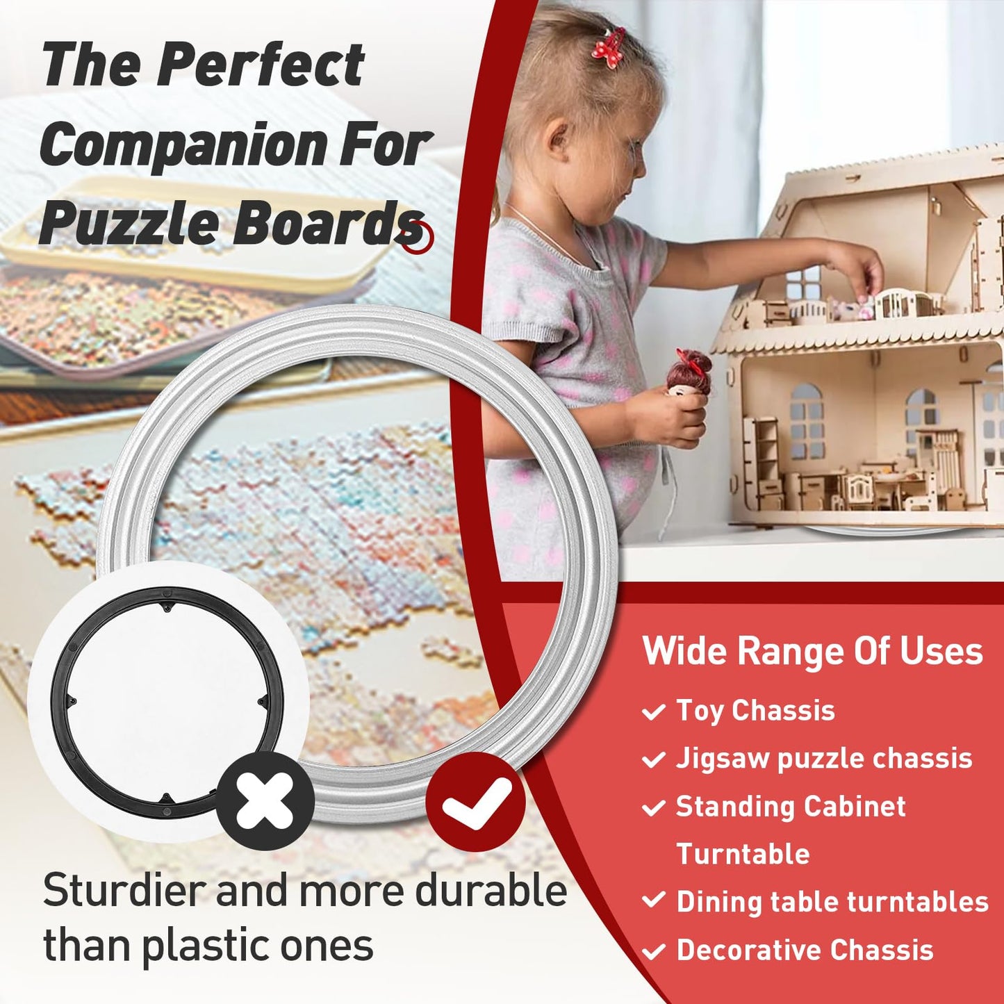 Rotating Puzzle Board Base - 360 Swivel Turntable For Jigsaw Puzzles 1000/1500 Piece Lazy Susan Spinner Table - Puzzle Accessori