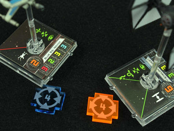 Litko Space Fighter Target Lock Token Set | Ship Number | Compatible With Star Wars: X-Wing (Single-Sided #1-9, Fluorescent Blue & Fluorescent Orange)