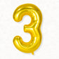 Flyloons 3 number Foil Balloon Gold 16 inch Size For Baby Kids Boys Girls Happy Birthday Anniversary Decoration Items 3rd Year N