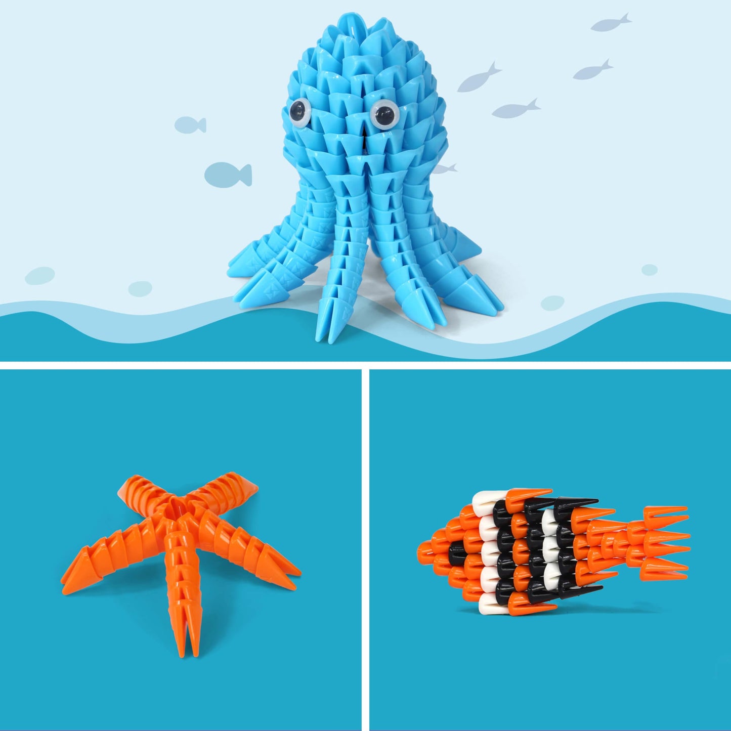 Tricofun 3D Soft Interlocking Forest Animal Building Blocks, Stem Toys For Kids Aged 6 Years -1003-Octopus
