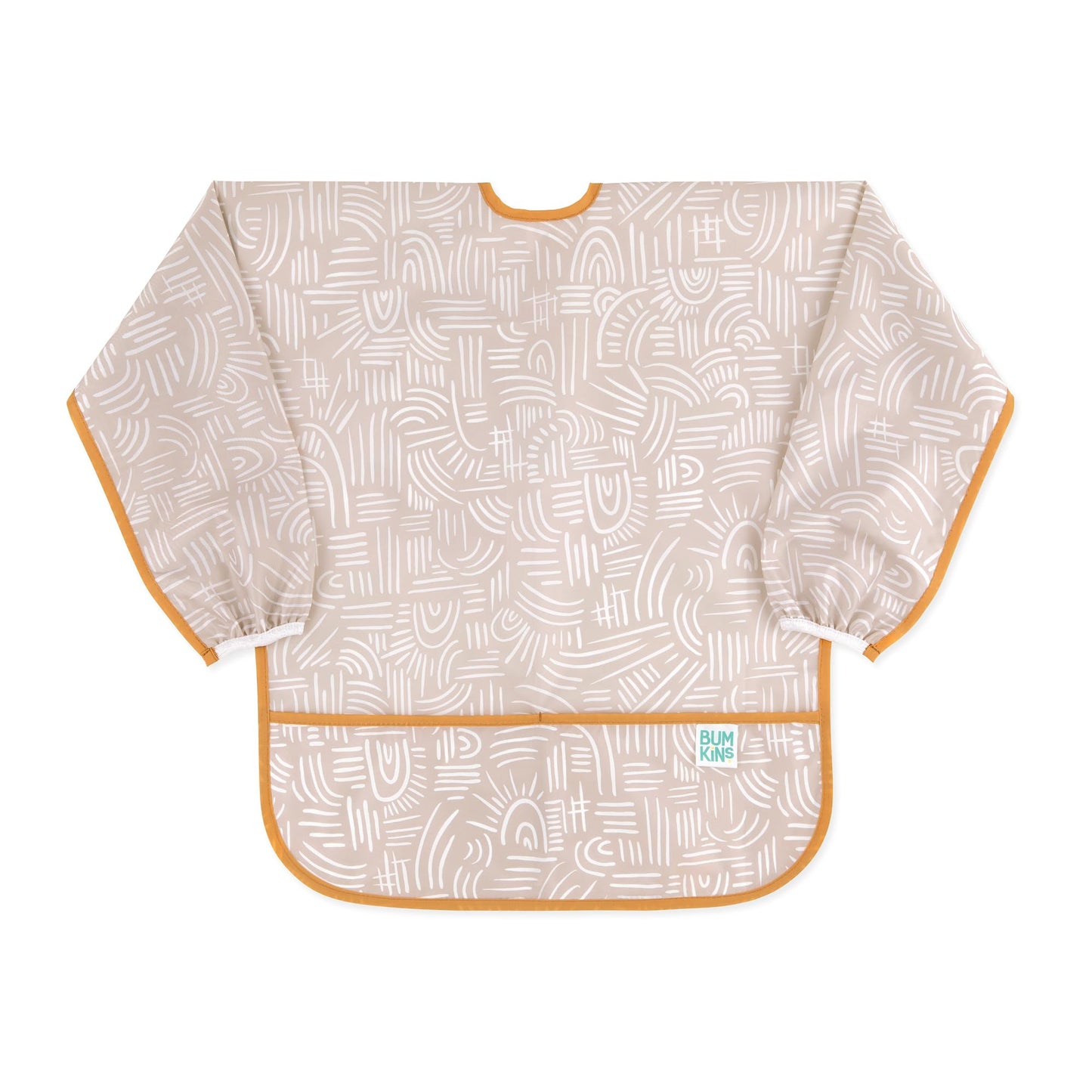 Bumkins Sleeved Smock, Toddler Reusable Waterproof Bib For Girls And Boys Ages 3-5 Years, Long Sleeve Childrens, Kids Paint Apron, Arts, Crafts And Play With Pocket, Soft Fabric, Boho Beige