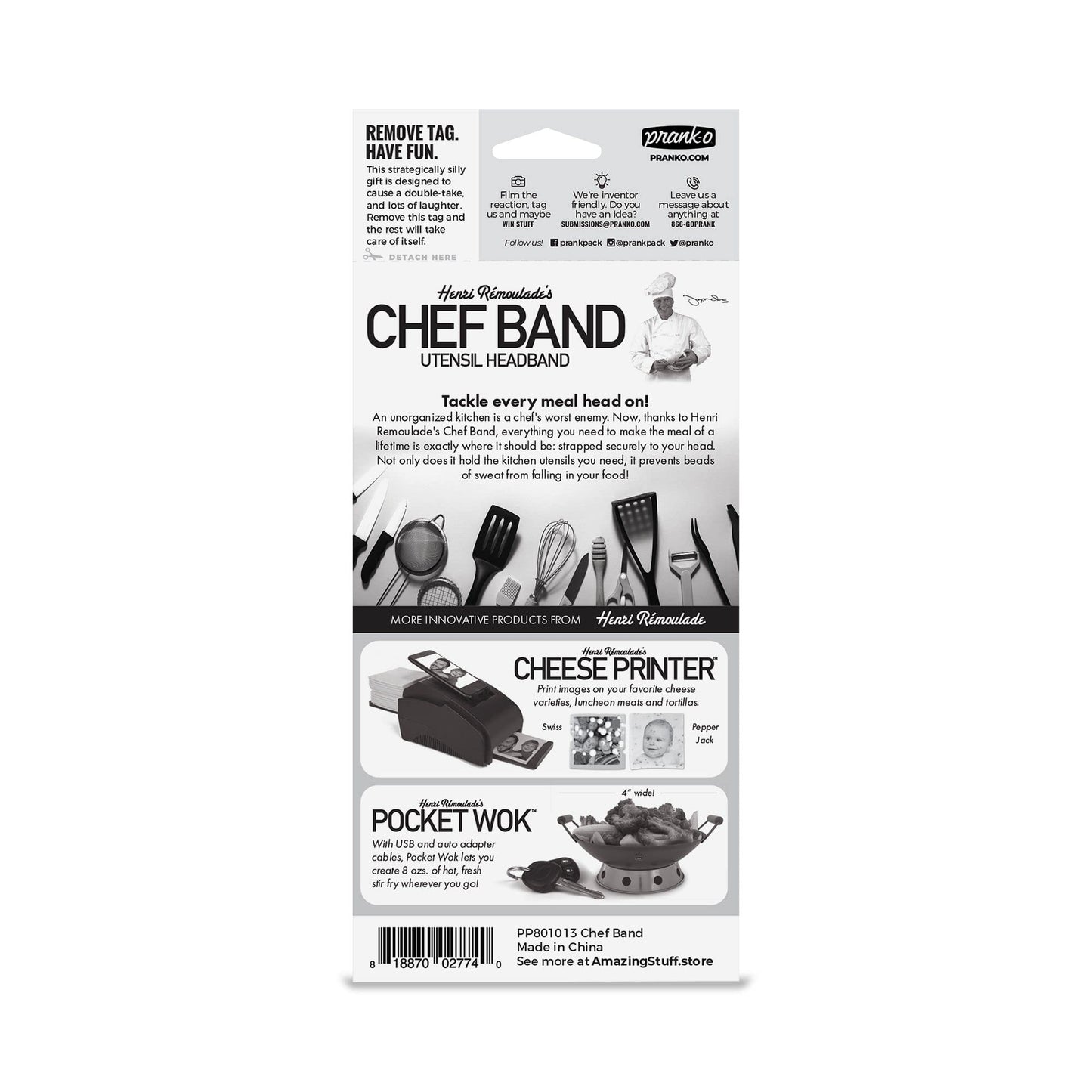 Prank-O Chef Band Prank Gift - Hilarious Gag Gift Idea For Comedy Lovers! Funny Wearable Chef Headband Gag Joke For Birthday, Stocking Stuffer, And More!