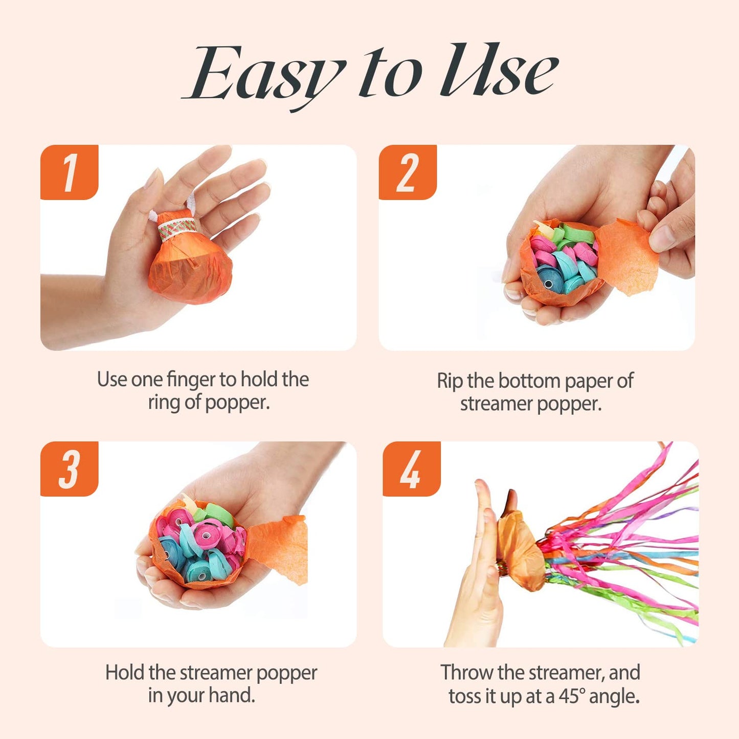 FameFame 20Pack Colorful Streamer Poppers, No Mess Multi-color Paper Crackers, Hand Throw Confetti Streamers for Birthday, Weddi