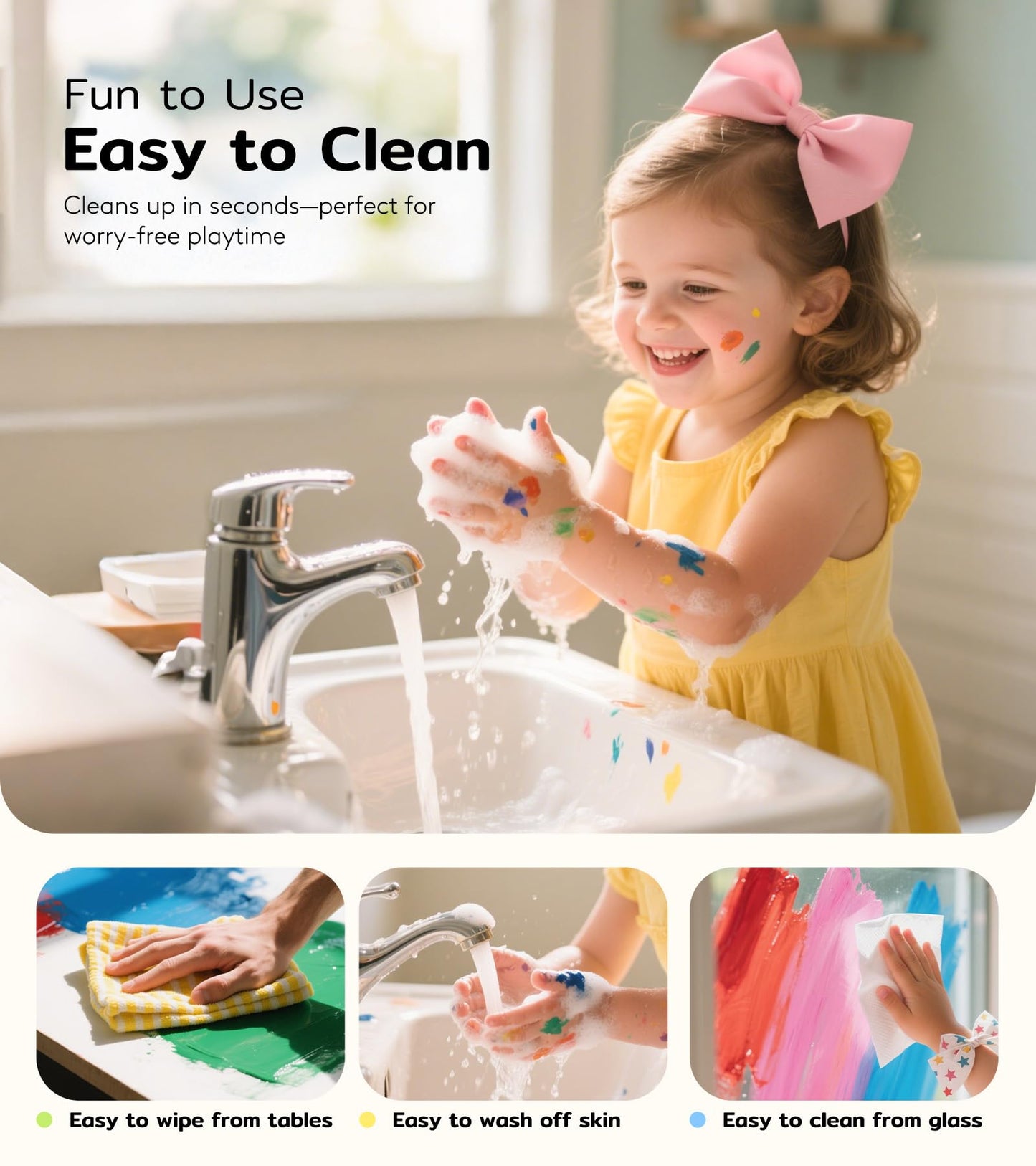 TMOL Washable Finger Paints for Toddlers, 40 PCS Non-Toxic Art Supplies, 10 Vibrant Colors, 0.21 Fl Oz Each, Safe for Kids Age 3