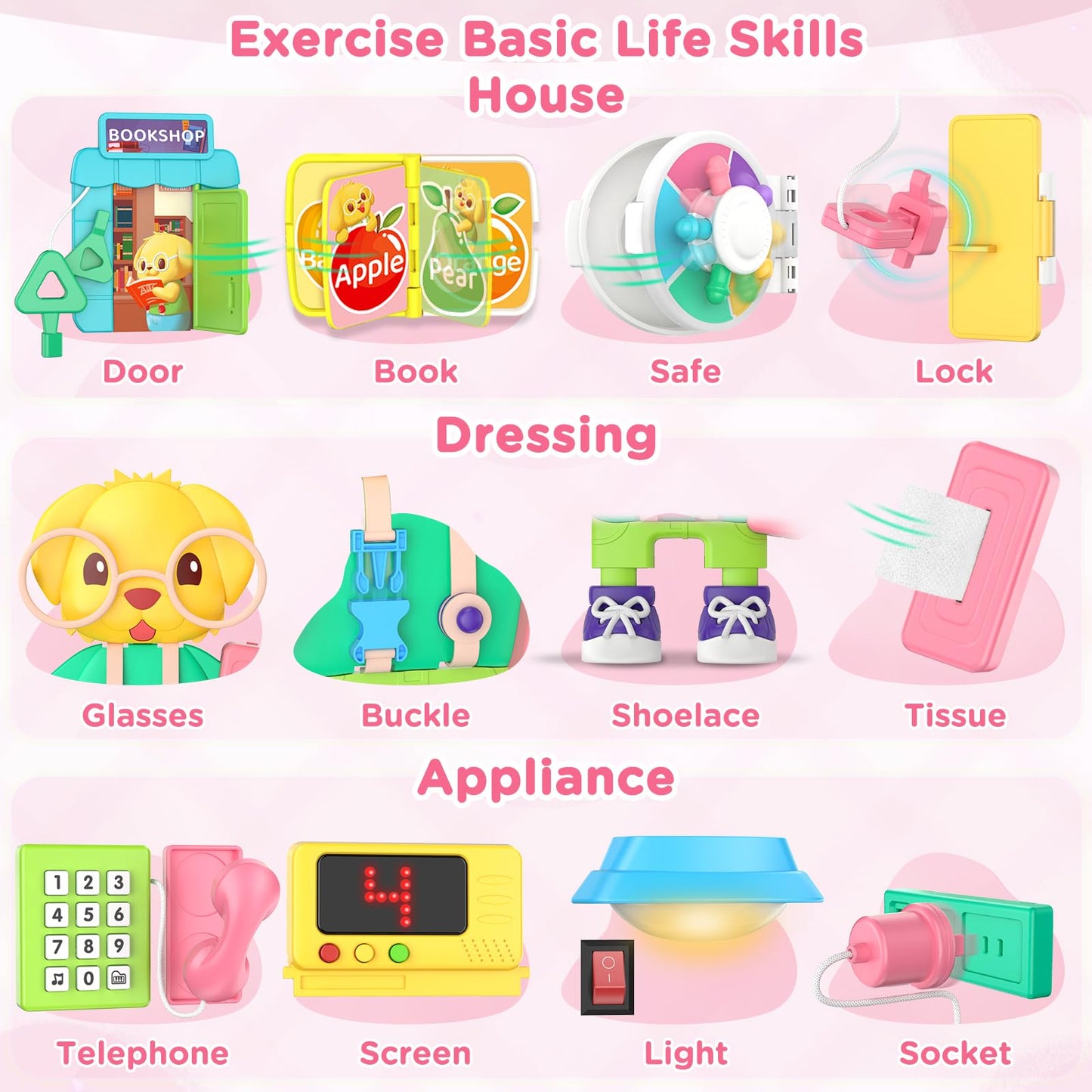Montessori Toys For 1+ Year Old Girl Gifts, Busy Board Educational Toy For 2 Year Old Girl, Toddler Girl Learning Toy Age 1-2, First Christmas 1St Birthday Gifts For 1+ Year Old Girl Boy