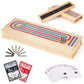 Wooden Cribbage Board Game Set  enhanced Wooden Board with with Storage Drawer and Metal Pegs  Strategy Card Game Cribbage - Travel Portable Cribbage Game Sets for Family
