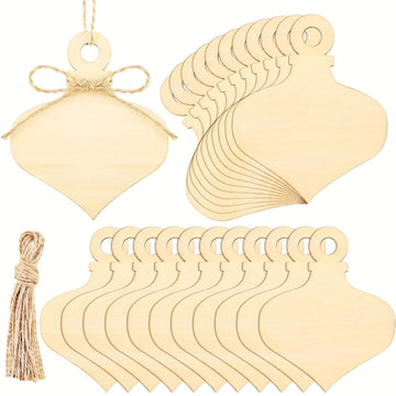 American Elm 10Pcs Wooden Heart Christmas Ornaments Kit  10X8 Cm Blank Wood Tags For Diy Crafts, Tree Decorations, Painting, Wi