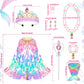 LIMIROLER Princess Dress Up Toys Set - 9 Pcs Rainbow Mermaid Cape Kit for Girls 3-8 Years, Polyester, Great Gift for Birthdays & Holidays