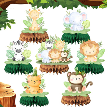 Jamonxi Jungle Theme Baby Shower Decorations Gender Neutra For Boy Girl, Green Honeycomb Centerpiece Table Decorations Safari Ki