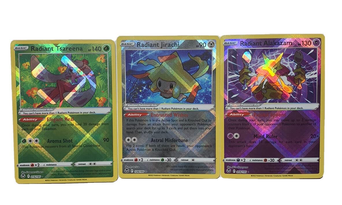 Radiant Alakazam/Radiant Jirachi/Radiant Tsareena - Silver Tempest 3 Card Lot - 059/195-120/195