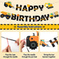 Faisichocalato Diy Construction Birthday Banner Dump Truck Party Decorations, Easy To Assemble Builder Bulldozer Excavator Tank Truck Garland Supplies