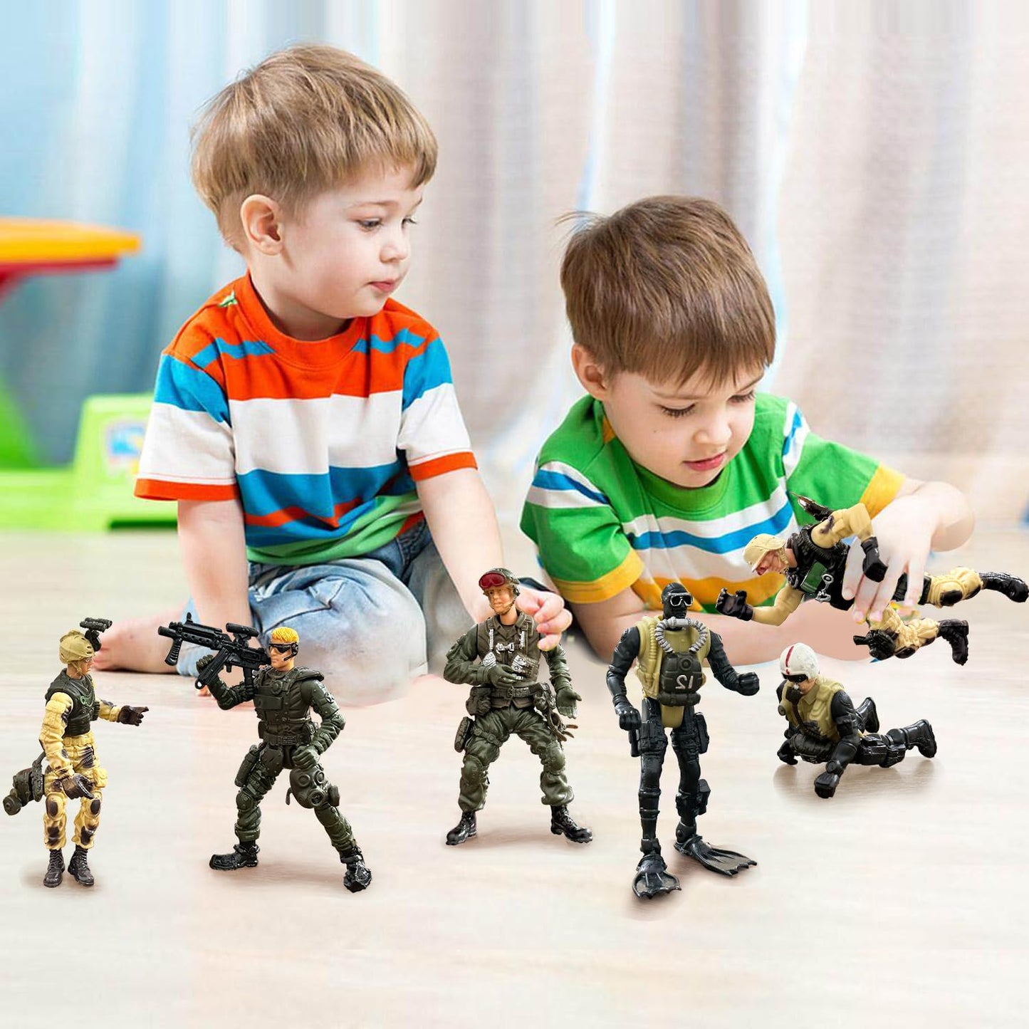 MQSTARSRISE Army Men Toy Set for Boys 4-7 Army Men Action Figure Military Toy Playset US Army Men and SWAT Team with  Military Action Figures Easter Gift for Boys Age 4-7 6-8