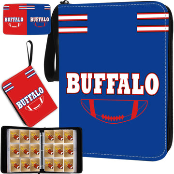 Football Card Binder With Sleeves 900 Pocket, Buffalo Football Card Holder For Trading Cards Sports Card 3 Ring Binder Folder Fo