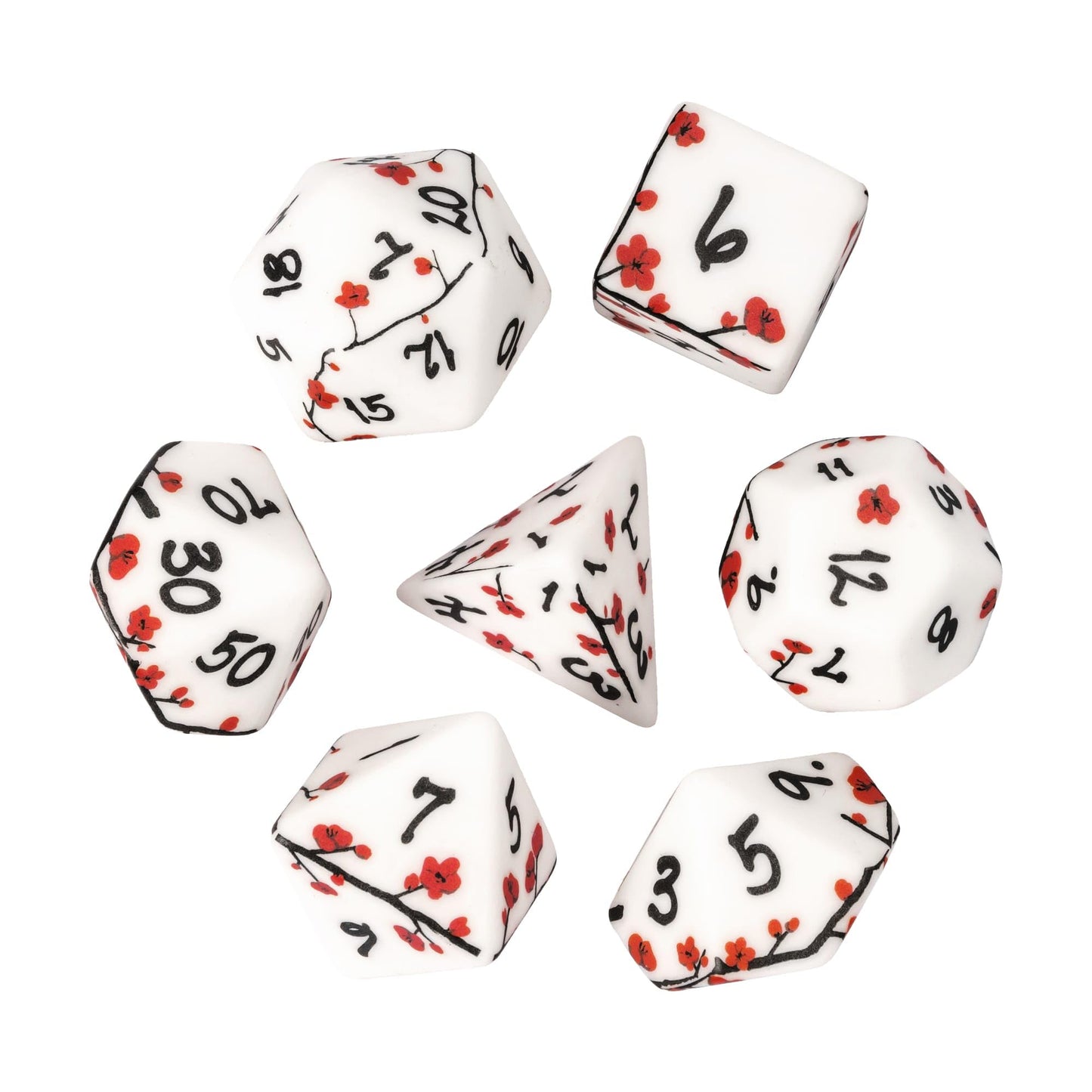 Hddais 7Pcs Flower Dnd Dice Set, Plum Blossom Resin Polyhedral Dice Set With Gift Case For D&D Rpg Dungeons And Dragons Role Pla