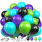 Green Purple Balloons, Green Purple Blue Balloons, Teal Blue Latex Party Balloon For Boys Girls Monster Birthday Party Baby Show