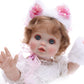 Cloveray Baby Doll  18 Inch Realistic Reborn Toddler Real Life Baby Dolls with White Lace Dress  Magnetic Cat Nose  Fluffy Paw Mitten & Tail  enhanced Collectible Gift for 3+ Year Old Girls