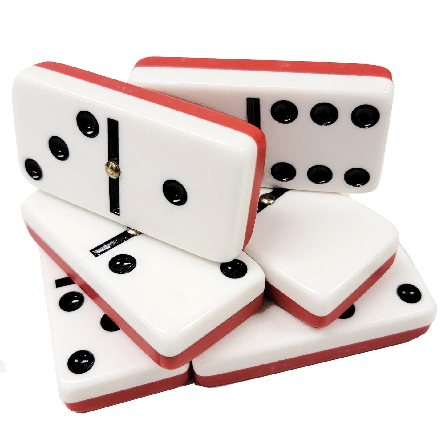 Marion Domino Double Six 6 Two Tone Red And White Tiles Jumbo Tournament Professional Size With Spinners In Black Elegant Velvet Bag