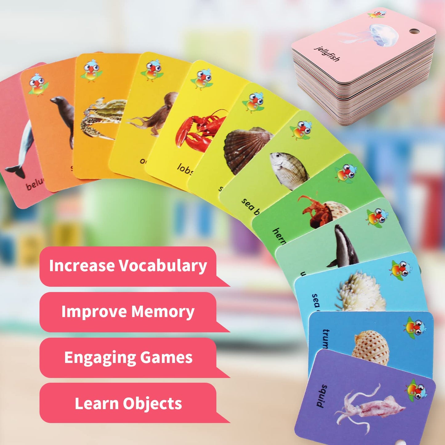 Kids Ocean Animal Flash Cards For Toddlers 2-4 Years,Toddler Marine Animals Flash Cards For Kids,Sight Words With Picture Cards