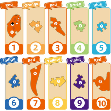 Monsterboker Dinosaur Puzzles For 1+ Year Old, Wooden Puzzles For Toddlers 1-3, Dinosaur Toys For Kids 2-4 Boys/Girls, Large Flo