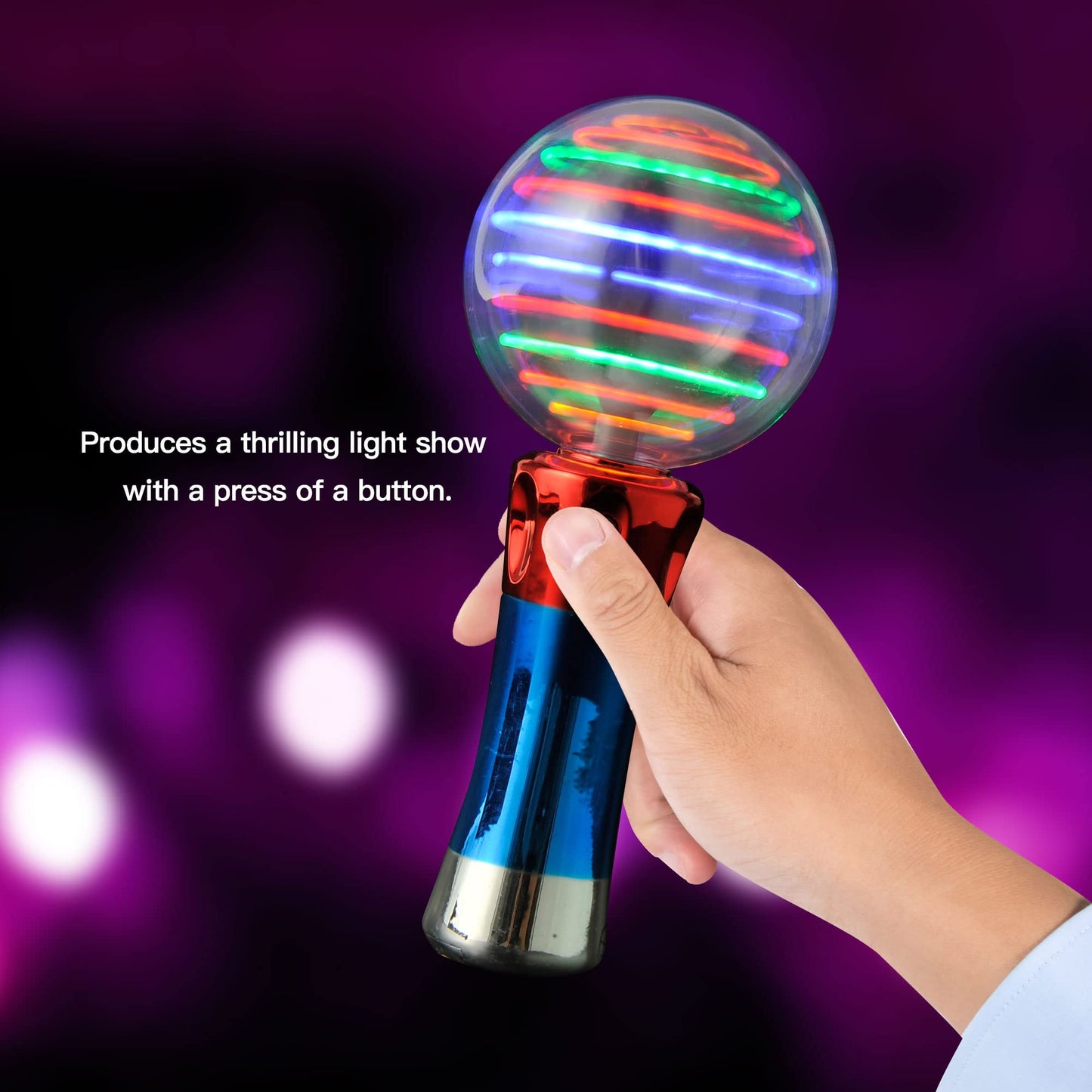 Powertrc Light Up Magic Wand Toy For Kids, Spinning And Flashing Led Wand Light Show, Fun Gift, Party Favors, Classroom Rewards