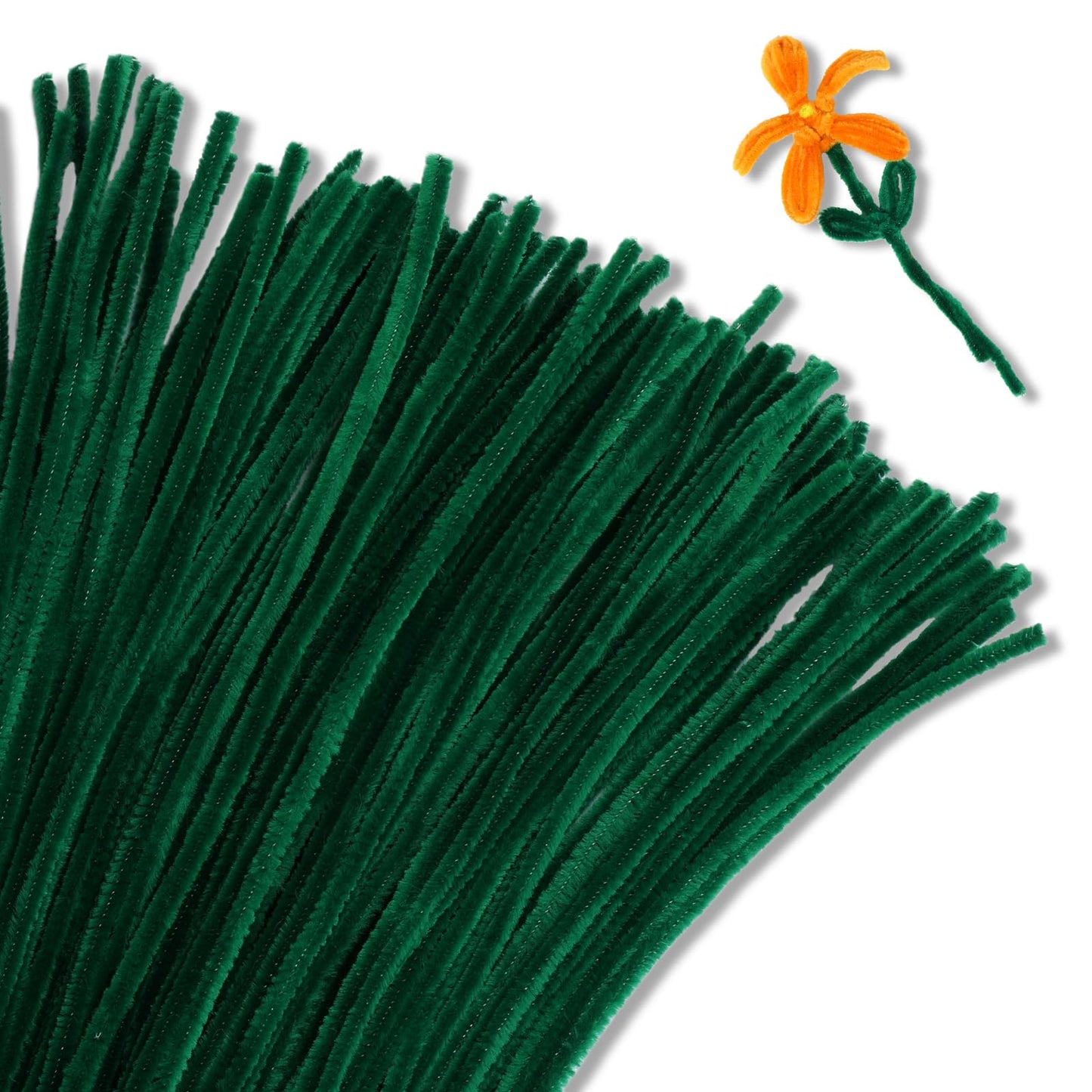 Giwrmu 100 Pieces Pipe Cleaners Chenille Stem, Dark Green Pipe Cleaners Craft, Fuzzy Sticks Craft Supplies, Colored Pipe Cleaner