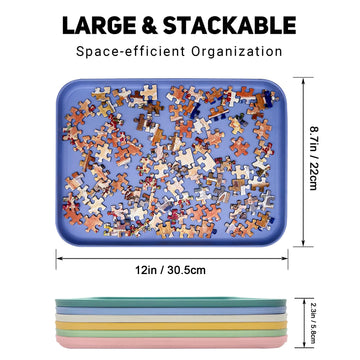 Nariolar 12'' X 8.7'' Puzzle Sorting Trays Stackable, 6 Pack Puzzle Sorter For Sorting 1000/1500/2000 Puzzle Pieces