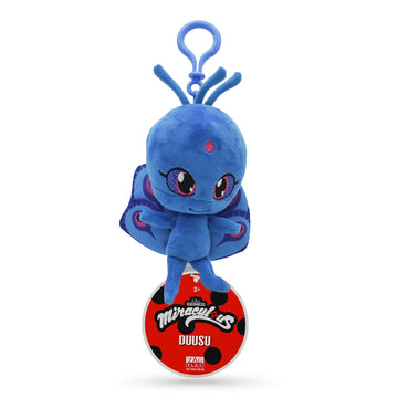 Miraculous Ladybug - Kwami Lifesize Duusu, 5-Inch Peacock Plush Clip-On Toys For Kids, Super Soft Collectible Stuffed Toy With Glitter Stitch Eyes And Color Matching Backpack Keychain (Wyncor)