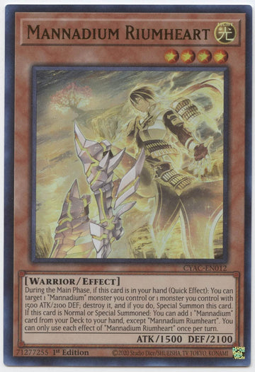 Mannadium Riumheart - Cyac-En012 - Ultra Rare - 1St Edition