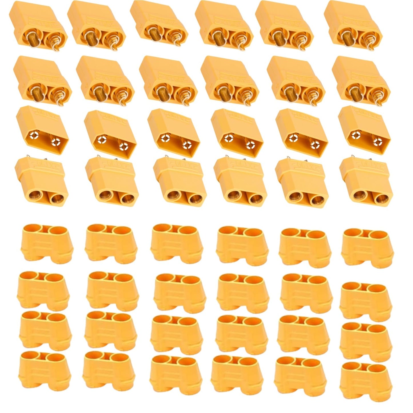 AFDHGS XT90 Connector Set with Solder Point Cover Caps (24pcs) - Upgraded Gold-Plated Copper for RC Vehicles and Electronics