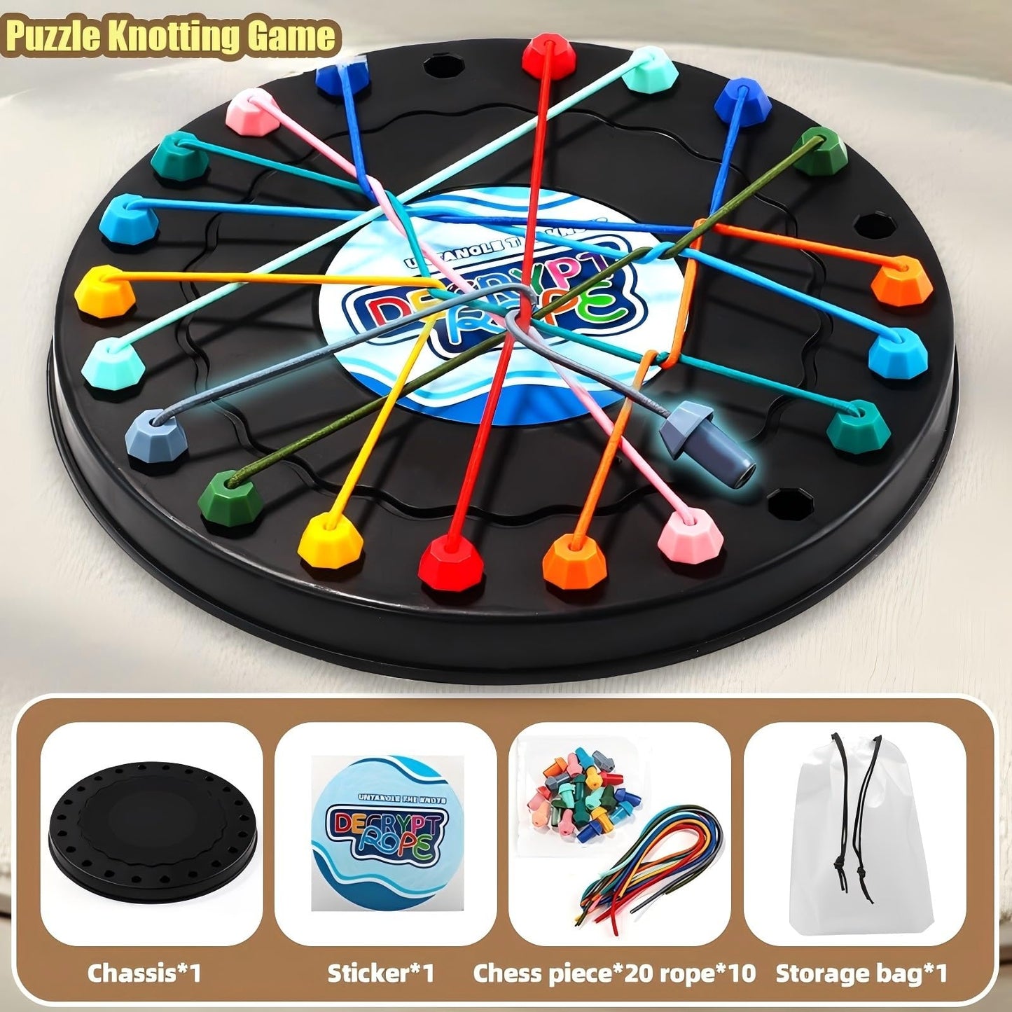 Yeopopshop Brainy Knots Rope Untangling Puzzle Game - Strategy Board Game, 3 inches, Ideal for Family Fun and Parent-Child Interaction