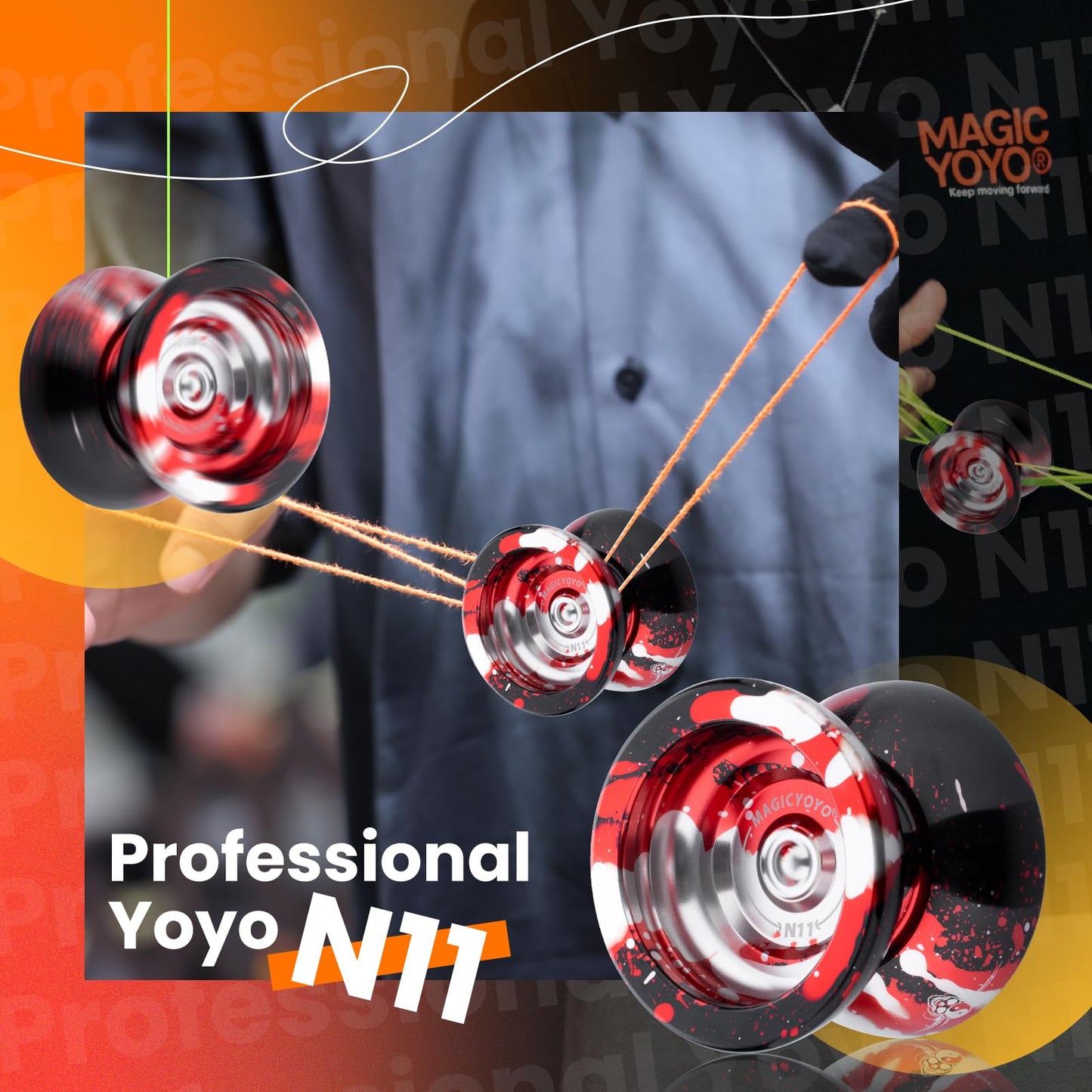 Magicyoyo N11 Unresponsive Yoyo - Professional Trick Yo Yo For Kids 8-12 Or Above, Dual Purpose Yo-Yo Replacement Responsive Bea