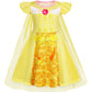 Wonderbabe Girls Belle Princess Dress Beauty And The Beast Costume Halloween Cosplay Birthday Outfit Yellow With Cape Size 1-2T